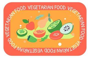 Vegetarian food, organic meal veggies menu banner vector