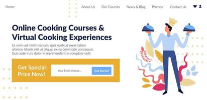 Online cooking courses and virtual experience vector