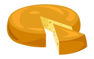 Hard cheese slice, dairy products farm made vector
