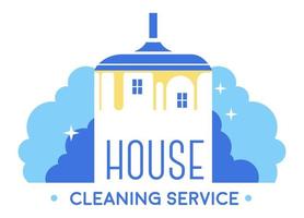 House cleaning service, cleanup and tidiness logo vector