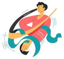 Gymnast with ribbons, athlete or flexible dancer vector