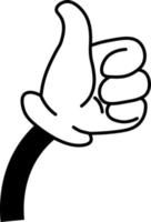 Cartoon character hand gesture, thumb up sign vector