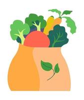 Bag with vegetables, vegan veggies menu vector