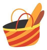 Crispy freshly baked bread, baguette in basket vector