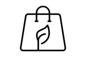 Eco bag icon illustration. bag icon with leaf. icon related to ecology, renewable energy. Line icon style. Simple vector design editable