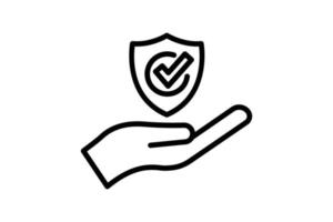 ilustración del icono de seguridad de confianza. icono de mano con escudo. icono relacionado con la seguridad. estilo de icono de línea. diseño vectorial simple editable vector