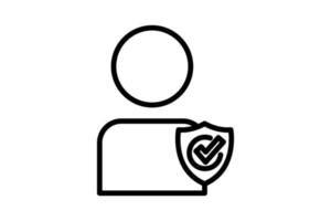 Account protection icon illustration. People icon with shield. icon related to security. Line icon style. Simple vector design editable