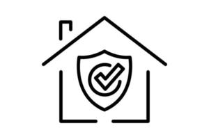 Trusted home protection icon illustration. House icon with shield. icon related to security. Line icon style. Simple vector design editable