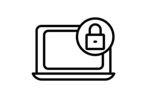 System lock icon illustration. Laptop icon with padlock. icon related to security. Line icon style. Simple vector design editable