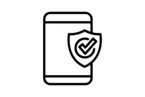 Secure system icon illustration. Mobile phone icon with padlock. icon related to security. Line icon style. Simple vector design editable