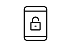 ilustración del icono del sistema abierto. icono de teléfono móvil con candado. icono relacionado con la seguridad. estilo de icono de línea. diseño vectorial simple editable vector