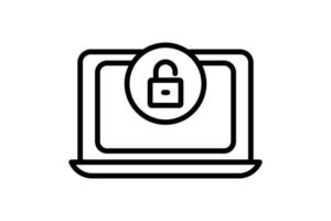 open system icon illustration. Laptop icon with padlock. icon related to security. Line icon style. Simple vector design editable