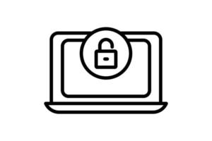 open system icon illustration. Laptop icon with padlock. icon related to security. Line icon style. Simple vector design editable