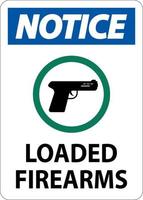 Gun Owner Sign Notice, Loaded Firearms vector