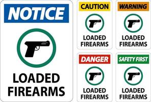 signo de advertencia del propietario del arma, armas de fuego cargadas vector