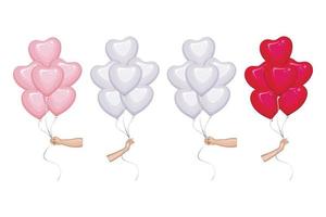 Hand with Heart Balloons, Valentine's Day element, Valentines Day design concept vector