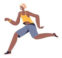 Jogging personage, sportive character running vector