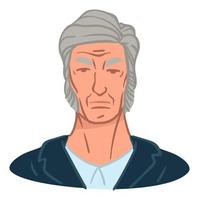 personaje masculino senior expresión facial seria vector