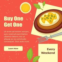 Buy one and get additional dish, restaurant offer vector