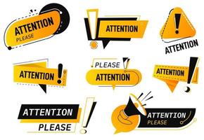 Attention banners and symbols, danger and caution vector