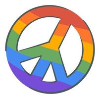 signo hippie, símbolo de paz con vector de arco iris