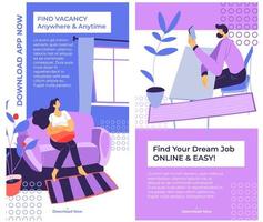 Find vacancy, job employment application online vector