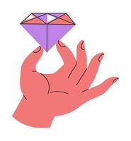 Hand holding diamond, jewelry shop buying gemstone vector