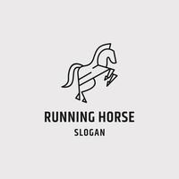 Black and white horse running vector design logo.