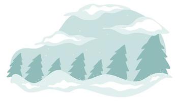 Winter forest with pine trees and bad weather vector