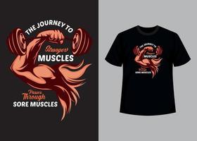 Gym print editable t shirt design template vector