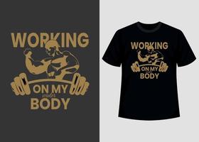 Gym print editable t shirt design template vector