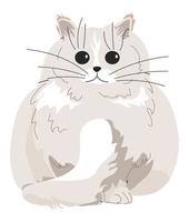 gato blanco peludo, vector de retrato de personaje de gatito