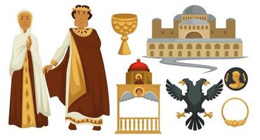 Old russian empire clothes and architecture vector