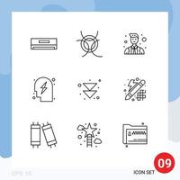 Set of 9 Commercial Outlines pack for next arrow avatar power planning Editable Vector Design Elements