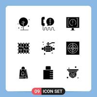 Stock Vector Icon Pack of 9 Line Signs and Symbols for grid connection help chip service Editable Vector Design Elements