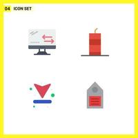 Group of 4 Modern Flat Icons Set for cloud arrow technology dynamite up Editable Vector Design Elements