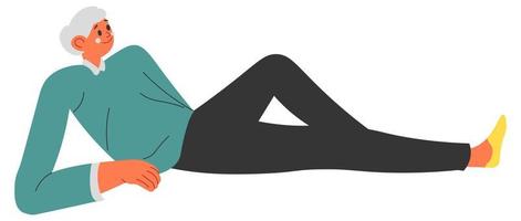 Relaxed male character lying on ground rest vector