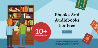 Ebooks and audiobooks for free, online resources vector