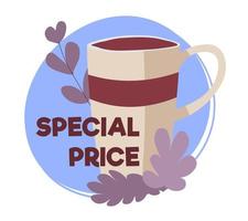 precio especial en bebidas de café, bebidas sabrosas vector