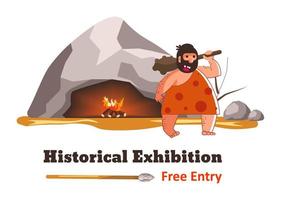 Historical exhibition free entry, museum ticket vector