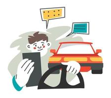 Using phone and talking while driving, accident vector