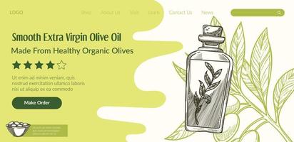 Smooth extra virgin olive oil, made from organic vector