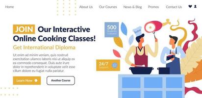 únete a nuestra web interactiva de clases de cocina online vector