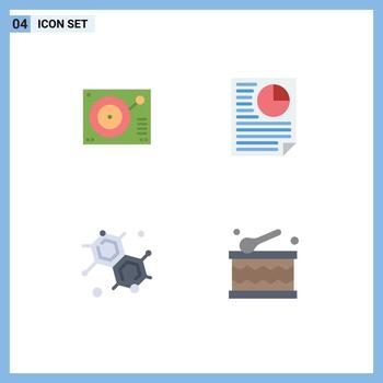 4 Thematic Vector Flat Icons and Editable Symbols of deck chemist player document science Editable Vector Design Elements