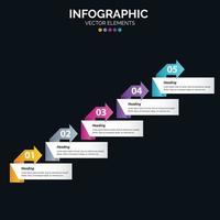 Diagrama de infografía de 5 opciones Informe anual Diseño web Concepto de negocio Pasos o procesos vector