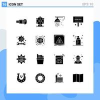 Universal Icon Symbols Group of 16 Modern Solid Glyphs of academy thank you mechanical thank greeting Editable Vector Design Elements