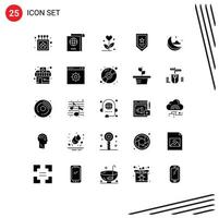 Modern Set of 25 Solid Glyphs and symbols such as weather moon flower winner prize Editable Vector Design Elements