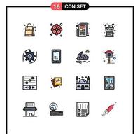 conjunto de 16 iconos de interfaz de usuario modernos símbolos signos para configuración de dinero noticias papel engranaje celebración elementos de diseño de vectores creativos editables