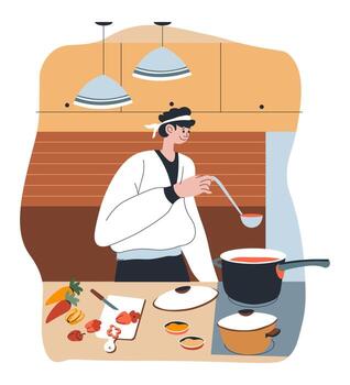 plato de cocina de chef para vector de restaurante o cafetería