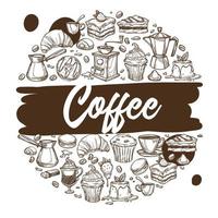 cafetería bebidas y postres snacks banner vector